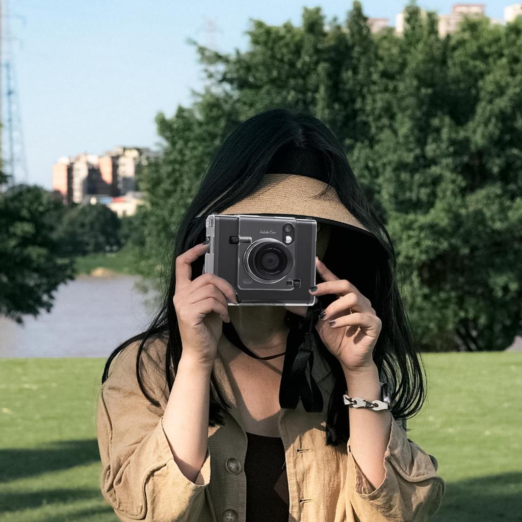 Rieibi Clear Protective Case for Fujifilm Instax Wide Evo Instant Camera - Hard Carrying Case Cover with Shoulder Strap (Camera Not Included)