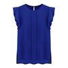 Spring And Summer Round Neck Shirt Ladies Loose T-shirt Solid Color Flying Sleeves Stitching Chiffon Shirt Top