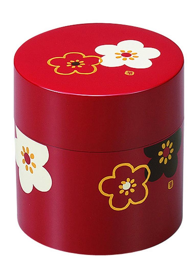 Tatsumiya Tea Floral Plum Floral Plum 56501 Caddy, Small, Pattern, Blossom, Vermilion, Small, Pattern, Blossom,