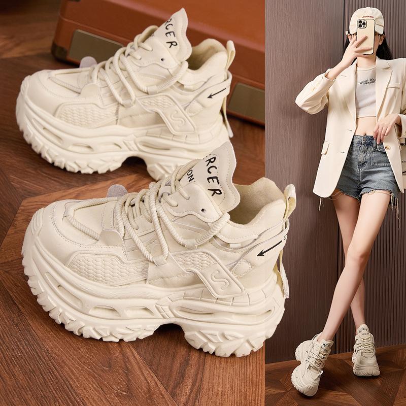 Platform dad shoes women's high-top shoes 2025 autumn and winter new velvet warm versatile casual shoes inner height-increasing women's shoes
