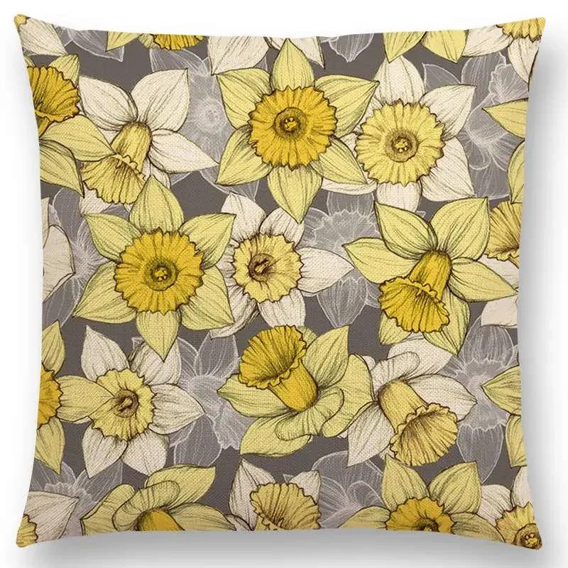 New Full Of Vitality Leaf  Flower Kingdom Beautiful Floral Painting Retro Gorgeous Cushion Cover Sofa Throw Pillow Case