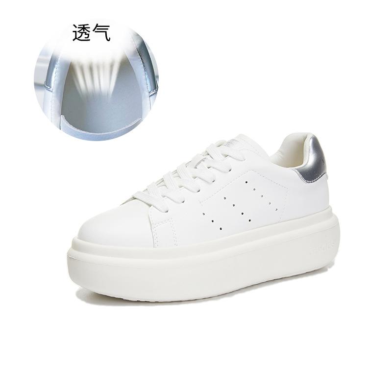 

Кожаные маленькие белые туфли женские 2025 весна новая простая универсальная толстая подошва повседневные туфли в стиле колледжа женские туфли 40 серебряный