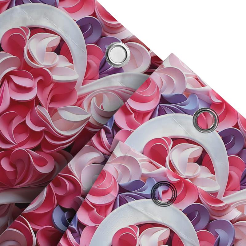 3D Heart And Petals Shower Curtain | Romantic And Modern Bathroom Decor