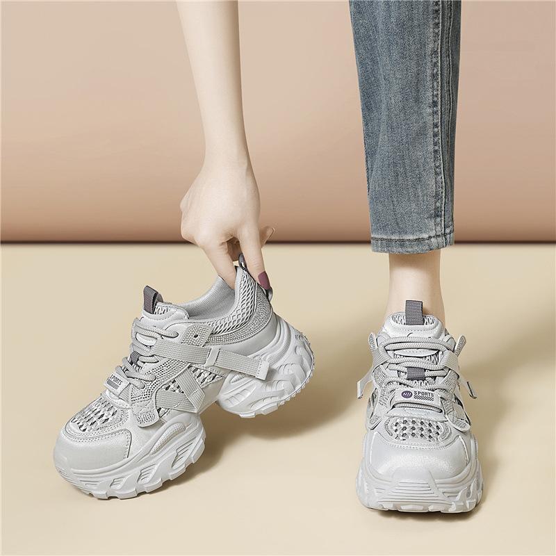 

Muffin sole sneakers casual sports heightened thick sole not tired feet women s shoes summer mesh breathable thick sole dad shoes 40