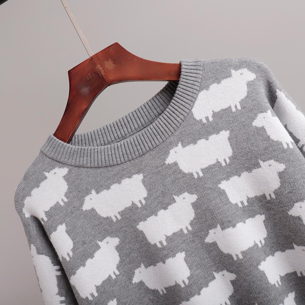 Круглый вырез альпака принтованный свитер осень и зима новый женский свободный — фото 12