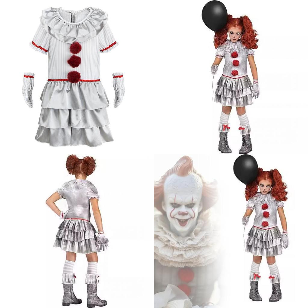 Halloween It Clown Role Playing Costume Set Children Dress For Costume Party