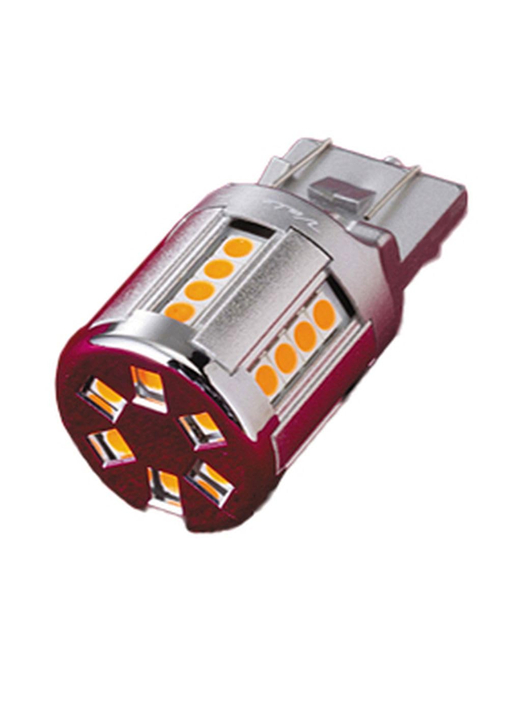 

VALENTI Jewel LED Bulb, T20 Double/Single Wedge Compatible (Motorcycle Turn Signal Lamp), Amber, 1 Bulb, M03-T20D-AM