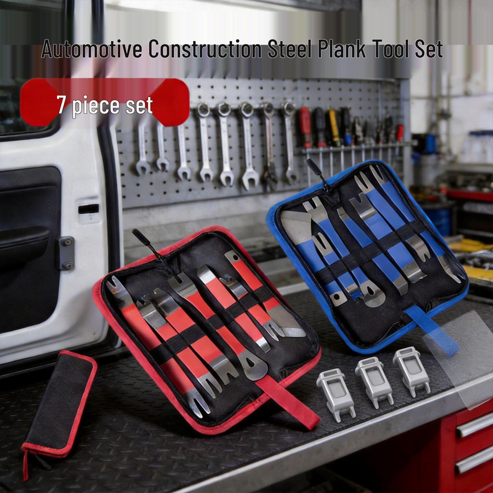Car Audio & Interior Trim Removal Tool Set: Door Panel Clips & Screwdriver Blue 7-Piece Set