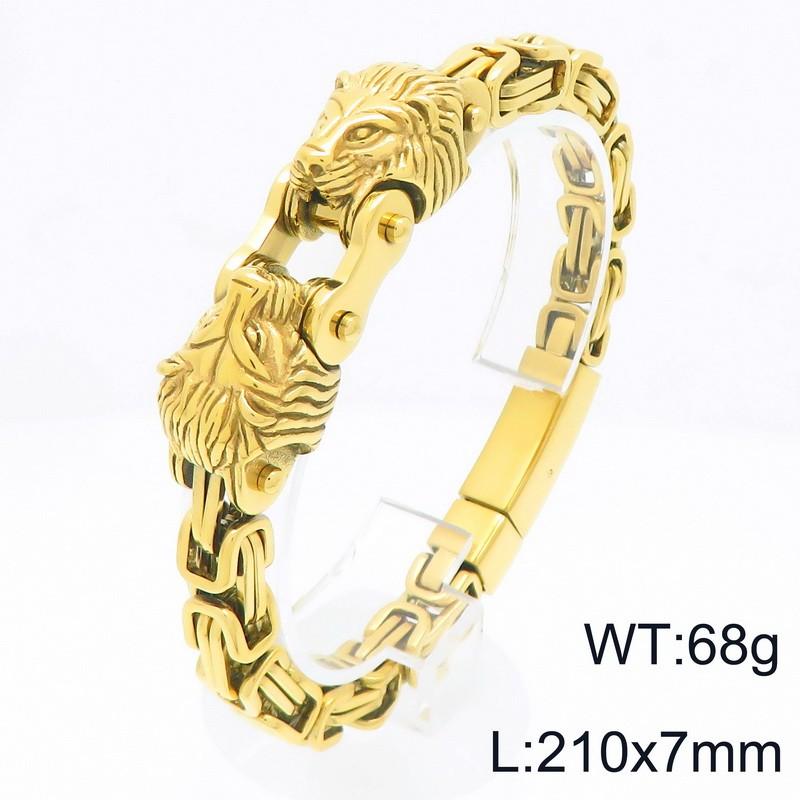 Cool 7MM Wide Men's Lion Head Link Chain Bracelet Vintage Blackened 316l Stainless Steel Bracelets Gothic Biker Jewelry for Men