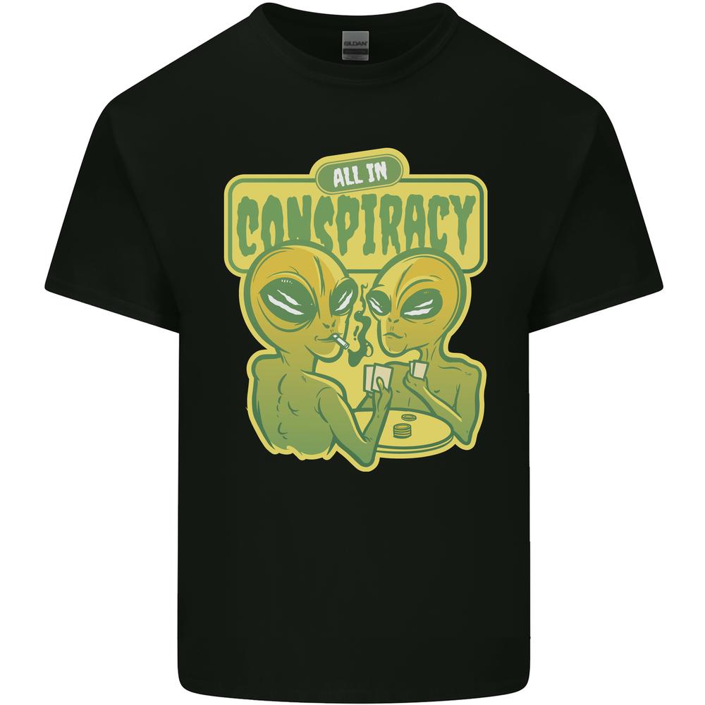 26 All in Conspiracy Funny Alien Poker Card Game Mens Cotton T-Shirt Tee Top Unisex T-Shirt L