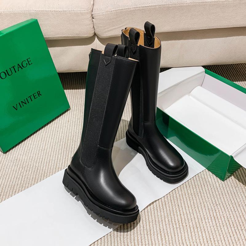 Double Tube Circumference Knight Boots Plus Large Tube Circumference Tall Tube Thick Leg Boots Martin Boots Fat Mm Cigarette Boots Large Size Women's