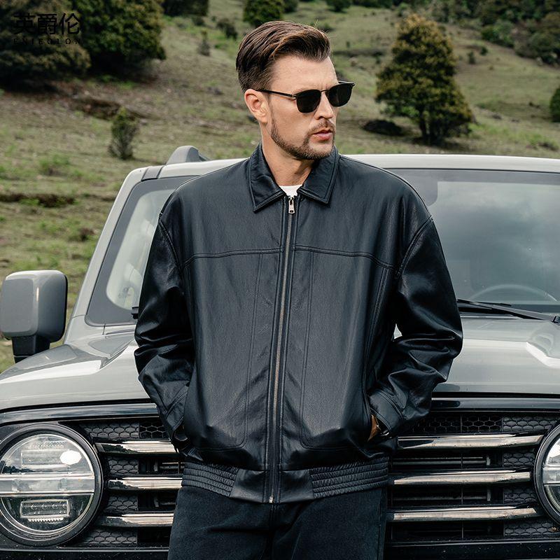 

Yingjuelun Meilade Прочная кожаная куртка с лацканами для мужчин, Деконструированная стеганая ветрозащитная куртка свободного кроя на осень и зиму Black L