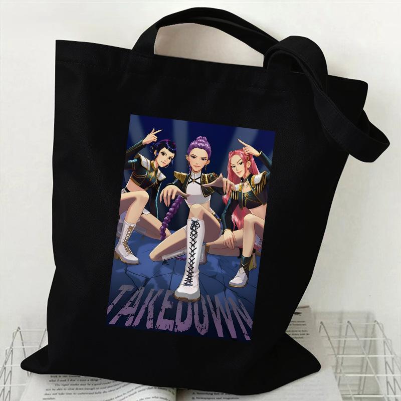 Kpop Witch Hunters Printed Canvas Bag Large Capacity Women's Daily Shopping Bag KTB