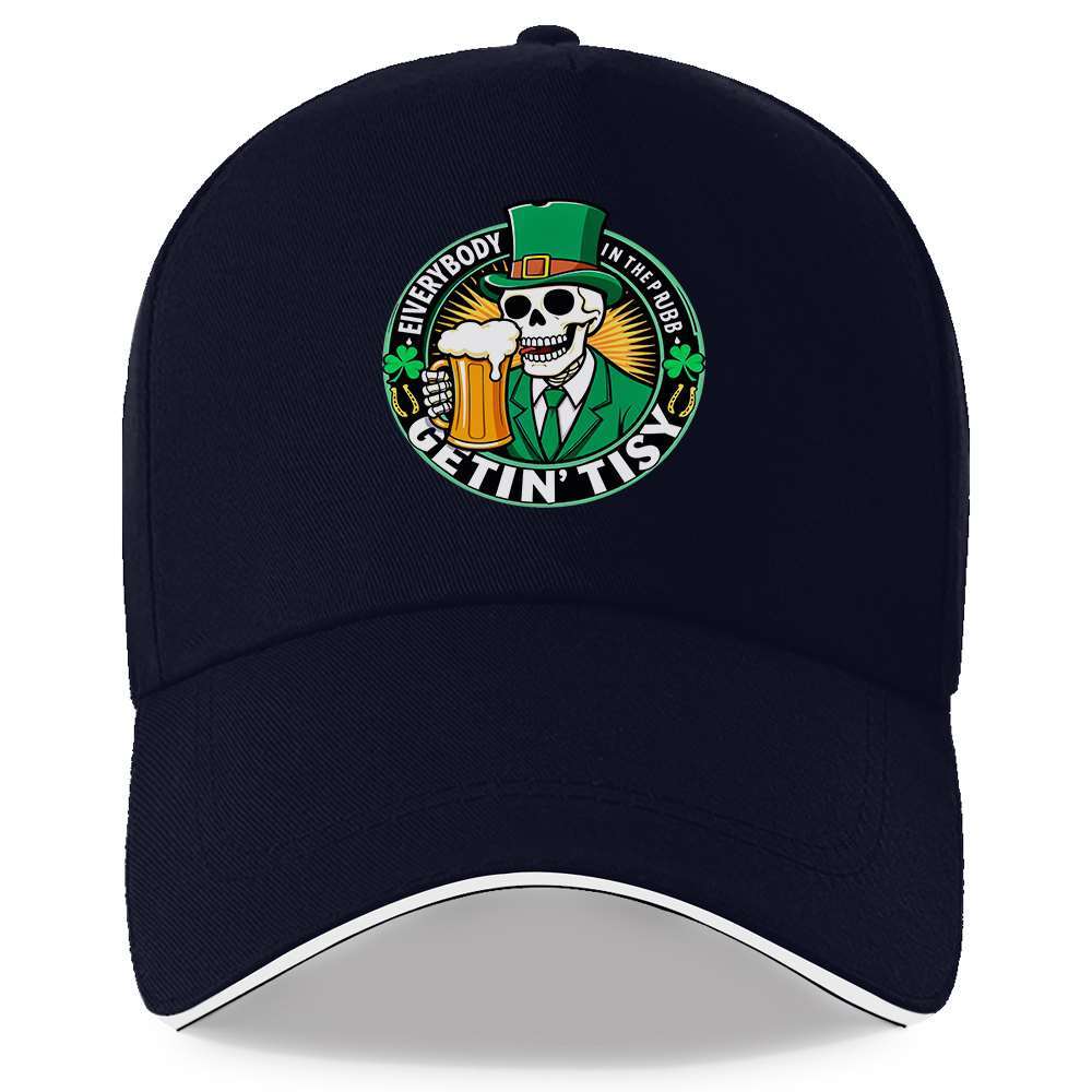 Skeleton Leprechaun St Patricks Day Baseball Cap Funny Drinking Skull Adjustable Polyester Hat Casual