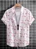Men's Hawaiian Flamingo Printed Shirt Short Sleeve Casual Shirt Below Button