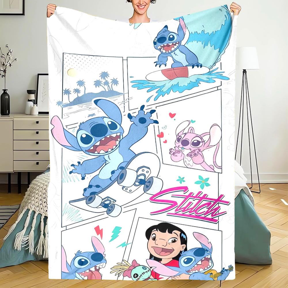 Stitch Theme Printed Blanket - Perfect for Couch, Bed, Travel & Outdoor Use | Machine Washable, Cozy & Durable.