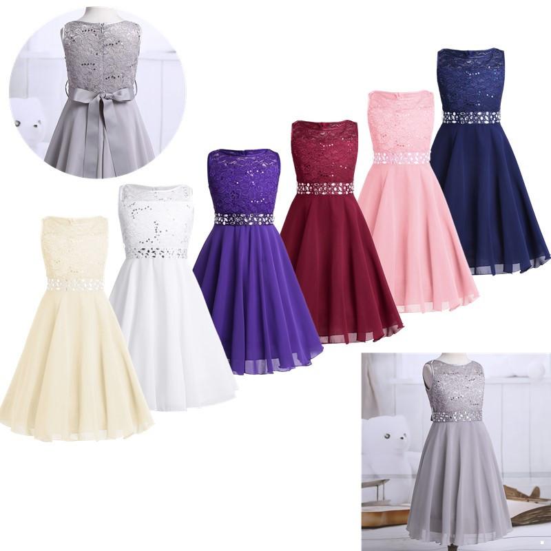 

Дитячі сукні для подружок нареченої без рукавів із блискучим мереживом із паєтками та квітами, без рукавів, бальна сукня принцеси. 3-4 Years сірий колір