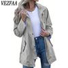 VEZFAA Damenmode, lässig, einfarbig, bedruckt, Herbst-Winter, langärmelig, mit Kapuze, Jacken und Mäntel