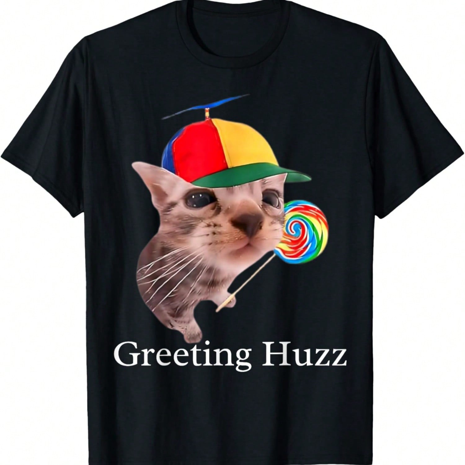 Greetings Huzz Meme Cat Meme Funny Memes Internet Memes Joke T-Shirt S разноцветный