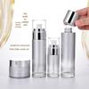 Travel-Size Gradient Silver-Gray Cosmetic Bottles Set