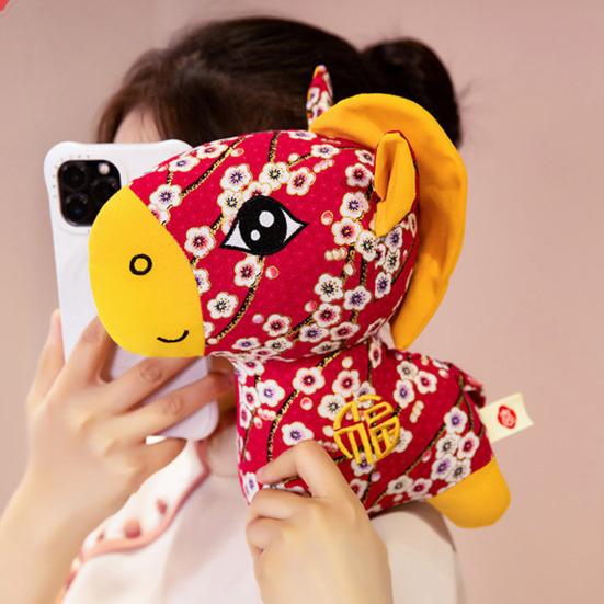 2026 Horse Year Mascot Plush Doll Lucky Chinese Zodiac Pony Stuffed Toy Decoration Pendant