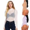 Langarm Einteiler Offener Schritt Bodysuits Bodycon Schwarze Hemden Tops Body Lingerie Anzüge Für Damen Übergröße Club Straßenmode