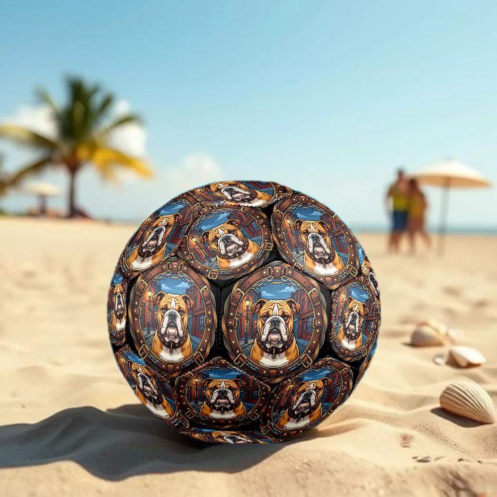 Bull Dog Urban Portrait Round Football Size 5 Adult Ball Suitable for Training Matches and Outdoor Team.