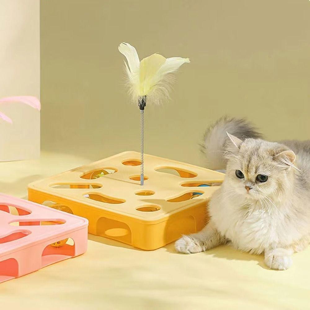 with Ball Cat Teasing Box with Feather Cat Exercise Toy Cat Puzzle Box  Pet Entertainment Supplies