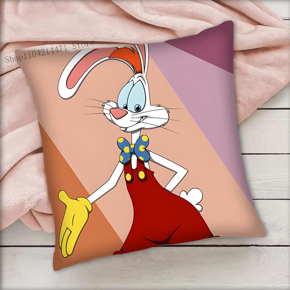 Cartoon Animation R-Roger R-Rabbit Pillow Case Square Bedroom Sofa Leisure Comfort Cushion Car Living Room Home Decoration