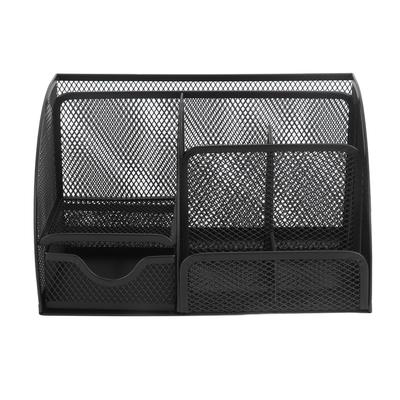 Porte-stylo de bureau en maille 7 compartiments multifonctionnel noir pour la maison robuste bureau