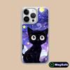 Luna Mond Katze Handyhülle für iPhone 17 16 15 14 13 12 11 Air Pro Max Plus Magsafe Silberbeschichtung Bunte Hülle Luxus