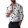 Koszula męska z długim rękawem na wiosnę i lato Osobowość Czarno-biała Polka Dot Print Design Luźna swobodna Przewiewna koszula męska z długim rękawem