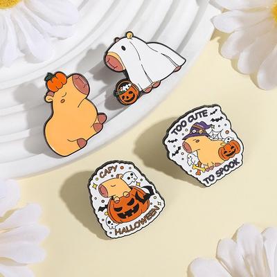 PŘÍLIŠ ROZKOŠNÉ NA STRAŠENÍ Smaltované Špendlíky Vlastní Kapybara HALLOWEEN Brože Odznaky na Klopu Oblečení Zvířecí Šperky Dárek pro Děti Přátele