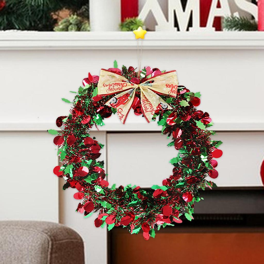 Outdoor Christmas Wreath Bow Ornament Red And Green Strips Christmas Decorations Wreath For Winter Festival New Year