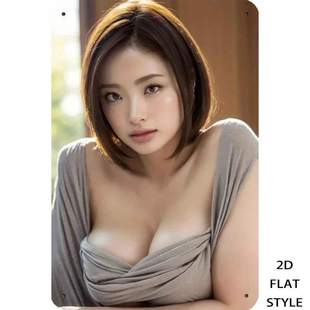 Vintage Metal Wall Art for Women, Gray Portrait Iron Plaque Home Office Decor 8x12 Inch