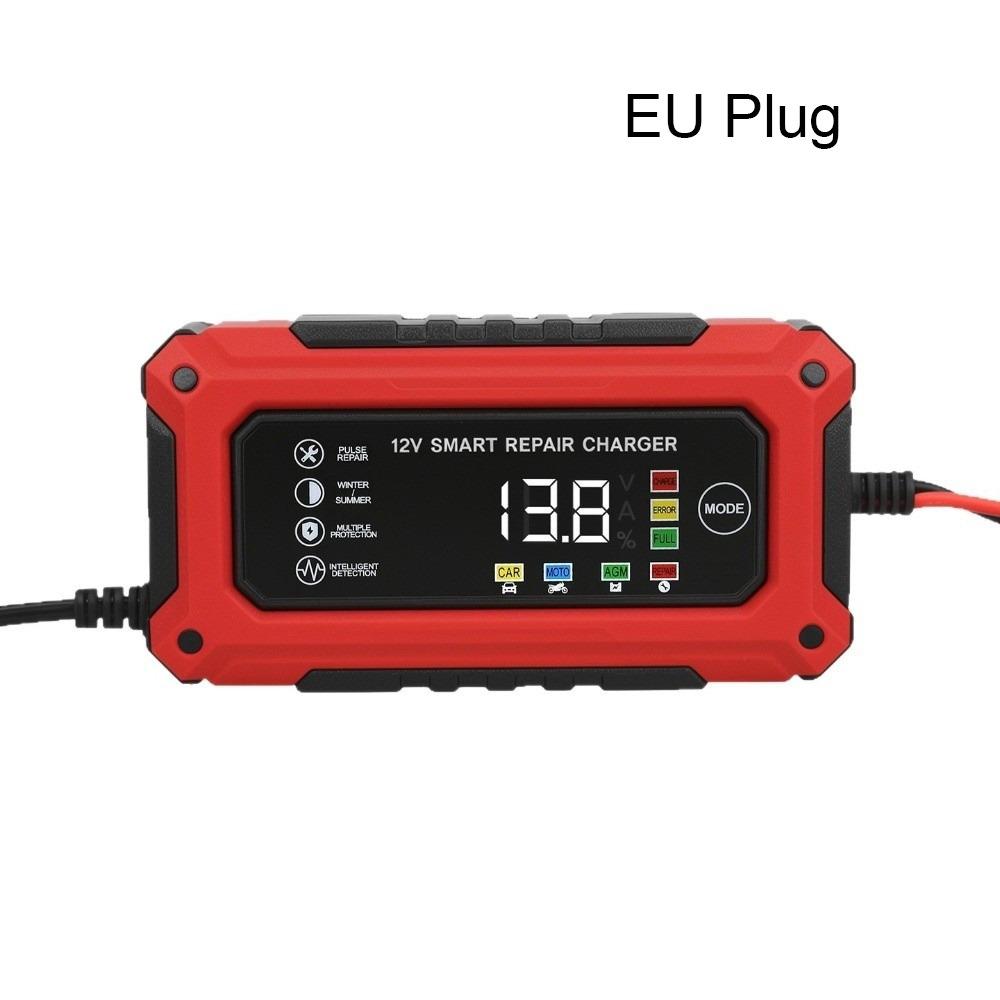 Plastic Intelligent Car Battery Charger 12V 6A Motorcycle Battery Charging Unit  Lead-Acid Battery EU Plug