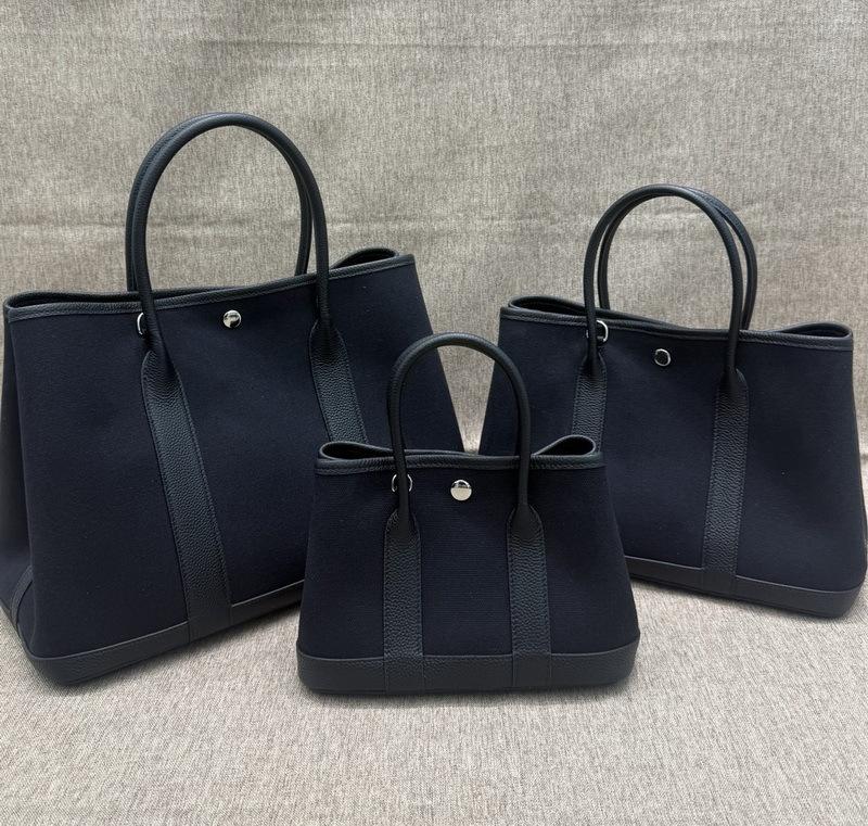 Saco de jardim lona de ganga azul bolsa de mão em couro de vaca bolsa tote para o trabalho bolsa grande entrega transfronteiriça