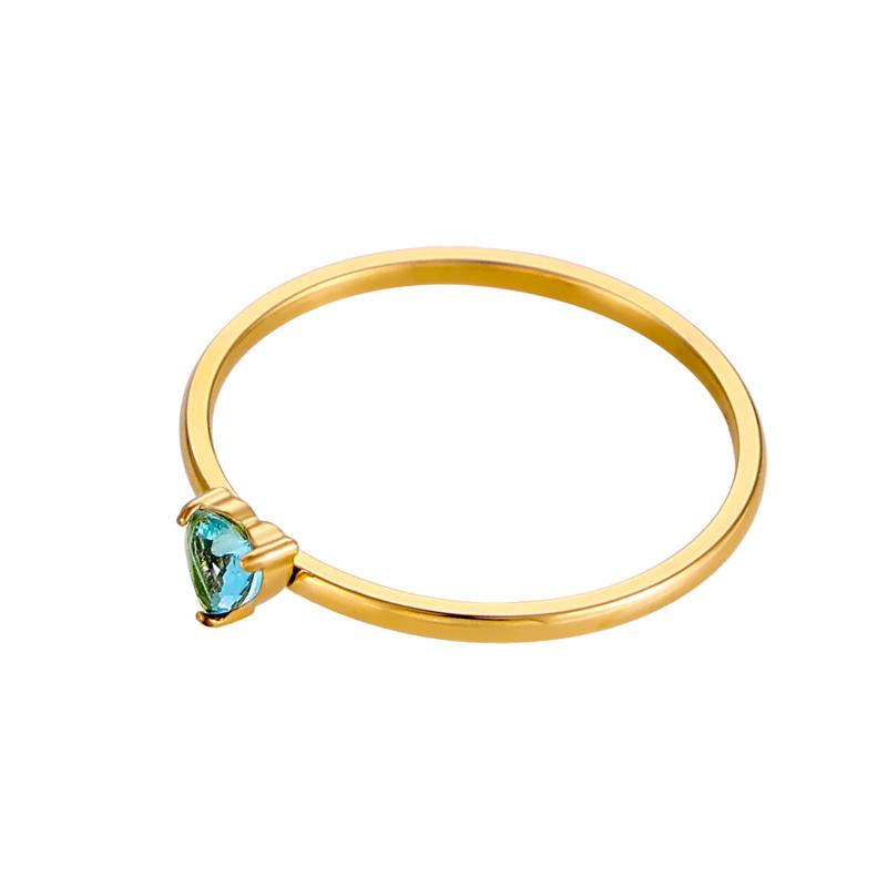 CARLIDANA Birthstone Rings for Women Birthday Gifts Jewelry Gold Plated Stainless Steel Rings Months Peach Heart Zircon Rings