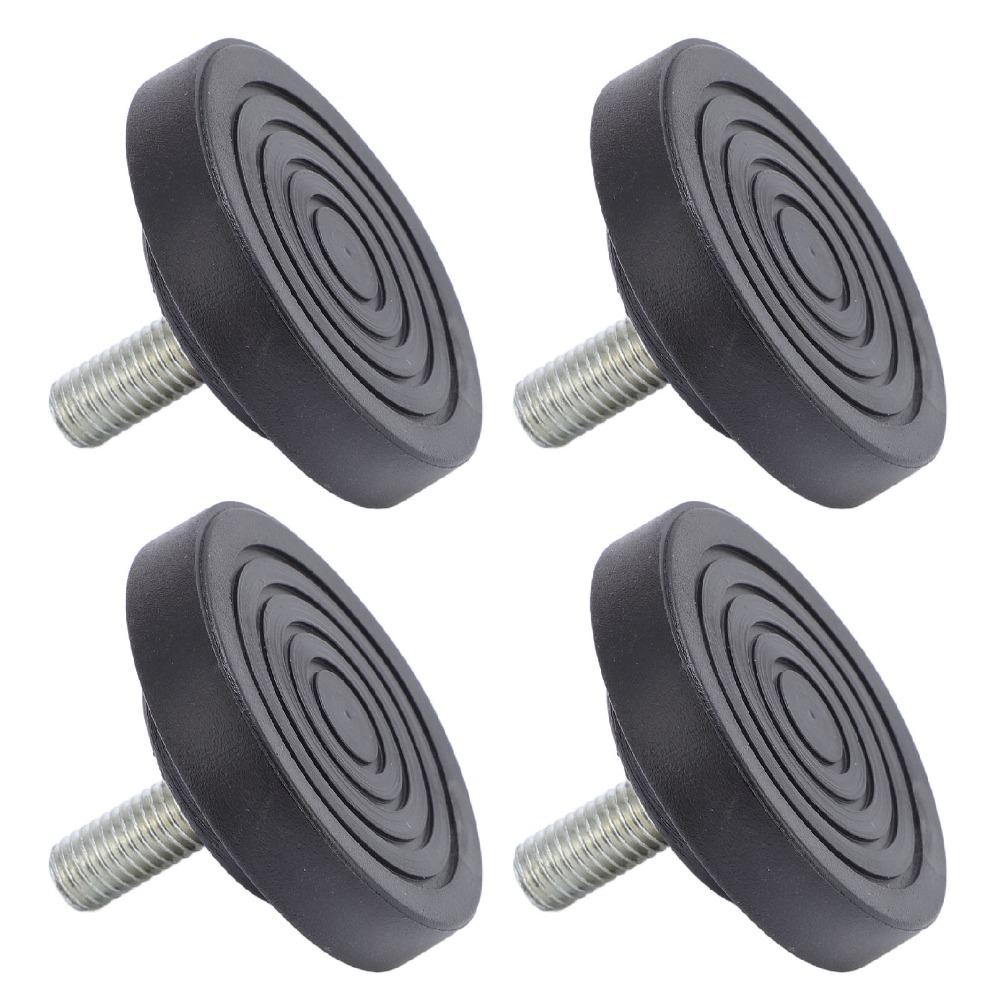 4pcs M10 Thread Screw On Rubber Feet Diameter 58mm Black Adjustable Furniture Levelers Rubber Rubber Feet Bumpers For Furniture