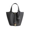 2025 Large Capacity Genuine Leather Commuter Handbag - Lychee Pattern Cowhide Bucket Bag