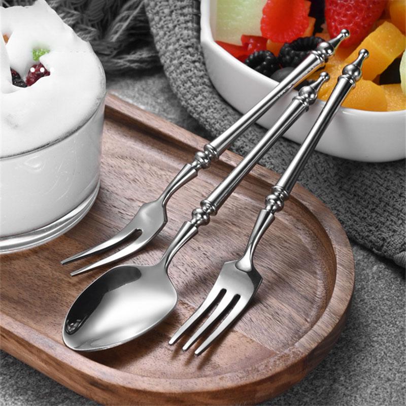 Slim 304 Stainless Steel Cutlery Set French Dinnerware Clamp Western Table Knife Fork Tea Spoon Flatware Festival Decor