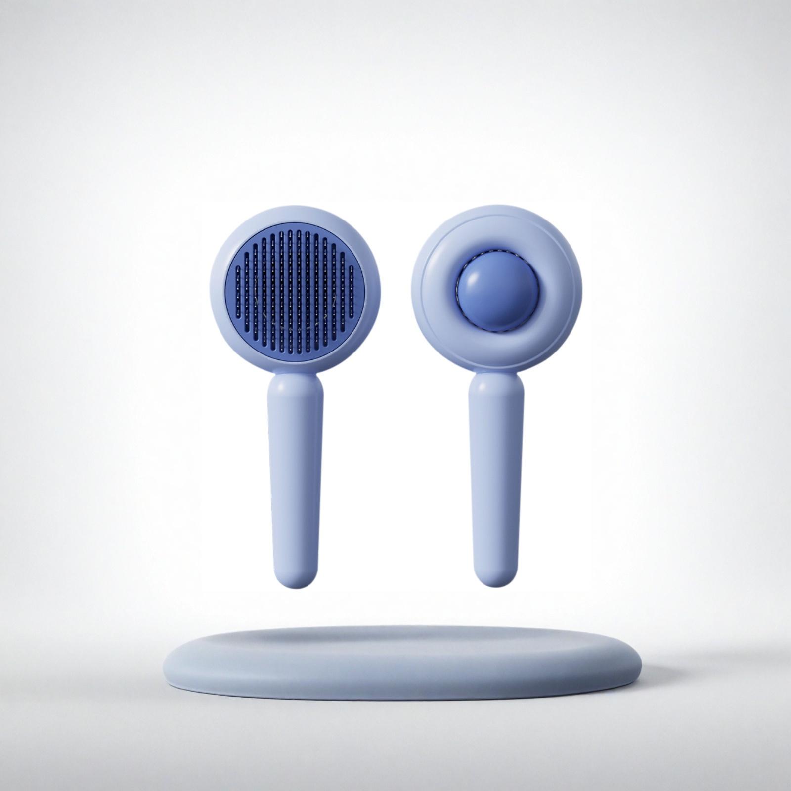 Самоочищающаяся пуходерка для собак и кошек, удалитель шерсти, расческа для груминга синий