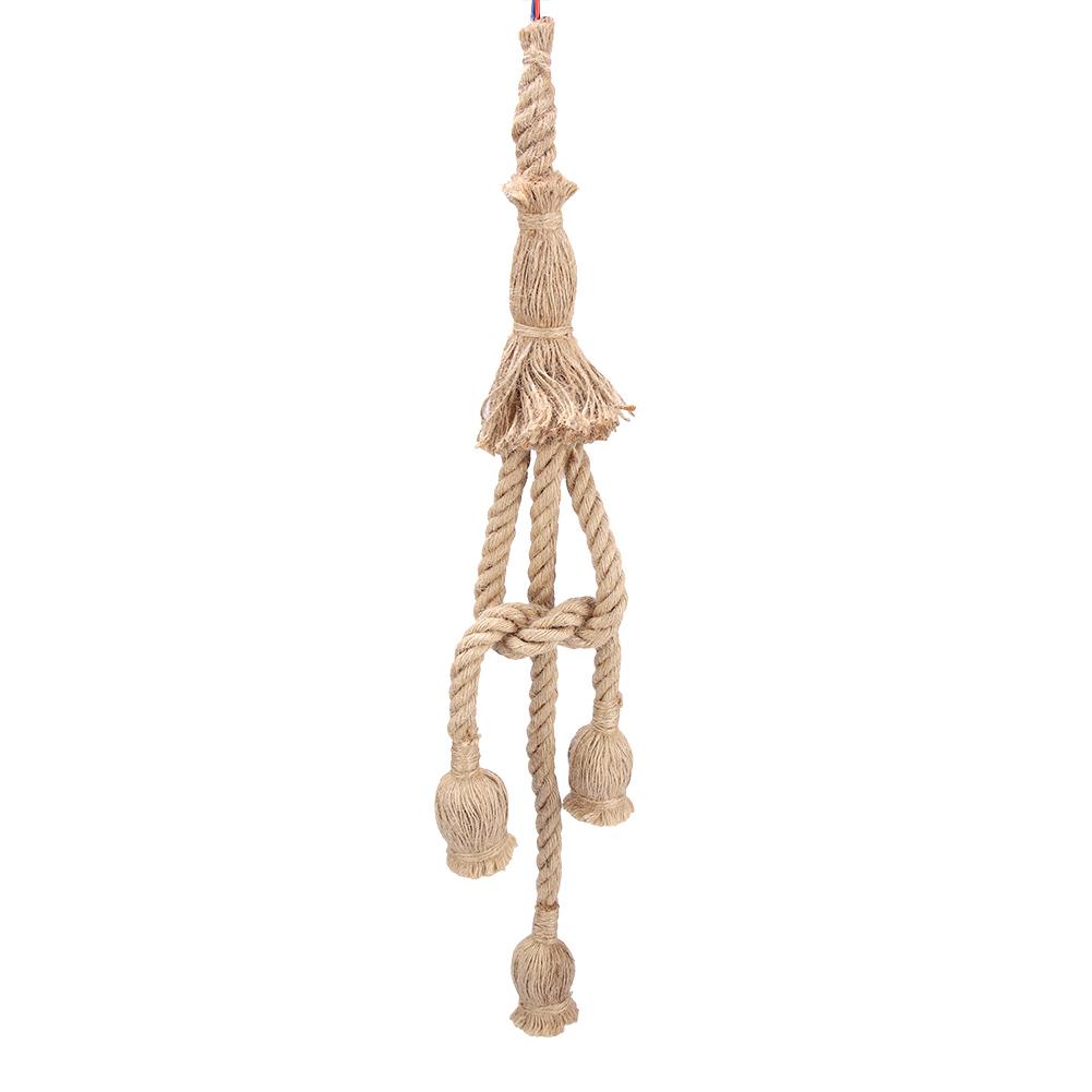 0.5m E27 Vintage Hemp Rope Ceiling Light Base Pendant Lamp Bulb Holder 85-265V (3*holder)
