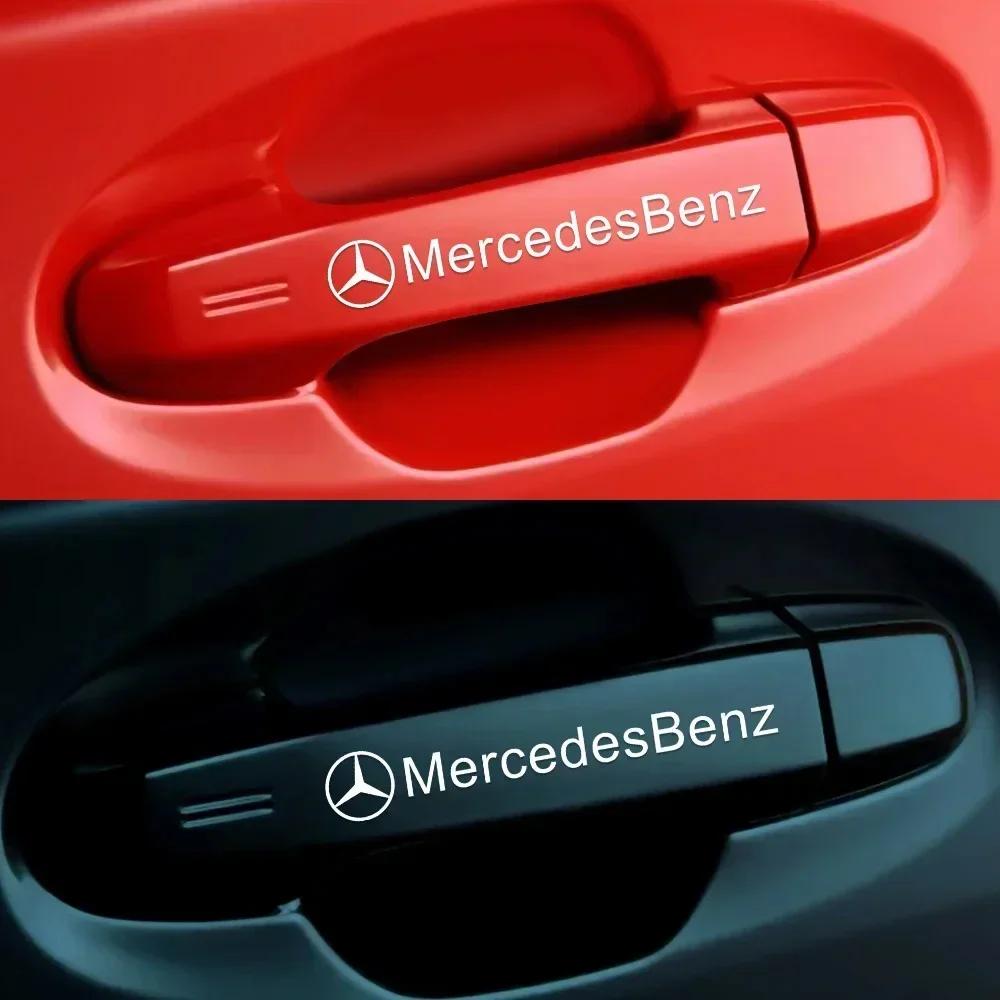 4pcs Car Door Handle Stickers Accessories For Mercedess Benz AMG W202 W203 W204 W205 W210 W211 W212 W213 W177 V177 W176 SL W169 FI1