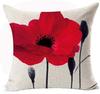 Charming Retro Watercolor Oil Painting Red Poppy Cotton Linen Throw Pillow Case Cushion Cover New Home Office Indoor Decorative