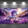 5D Diy Diamond Mosaic Lavender And White Unicorn Art Full Round Jewelry Cross Stitch Diamond Painting Horse Animal Decor
