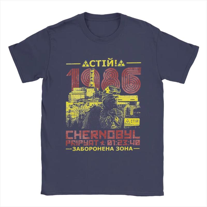 

Chernobyl 1986 vintage printed T-shirt for Summer and autumn 2025 loose and casual short-sleeved trendy top for men and women 4XL