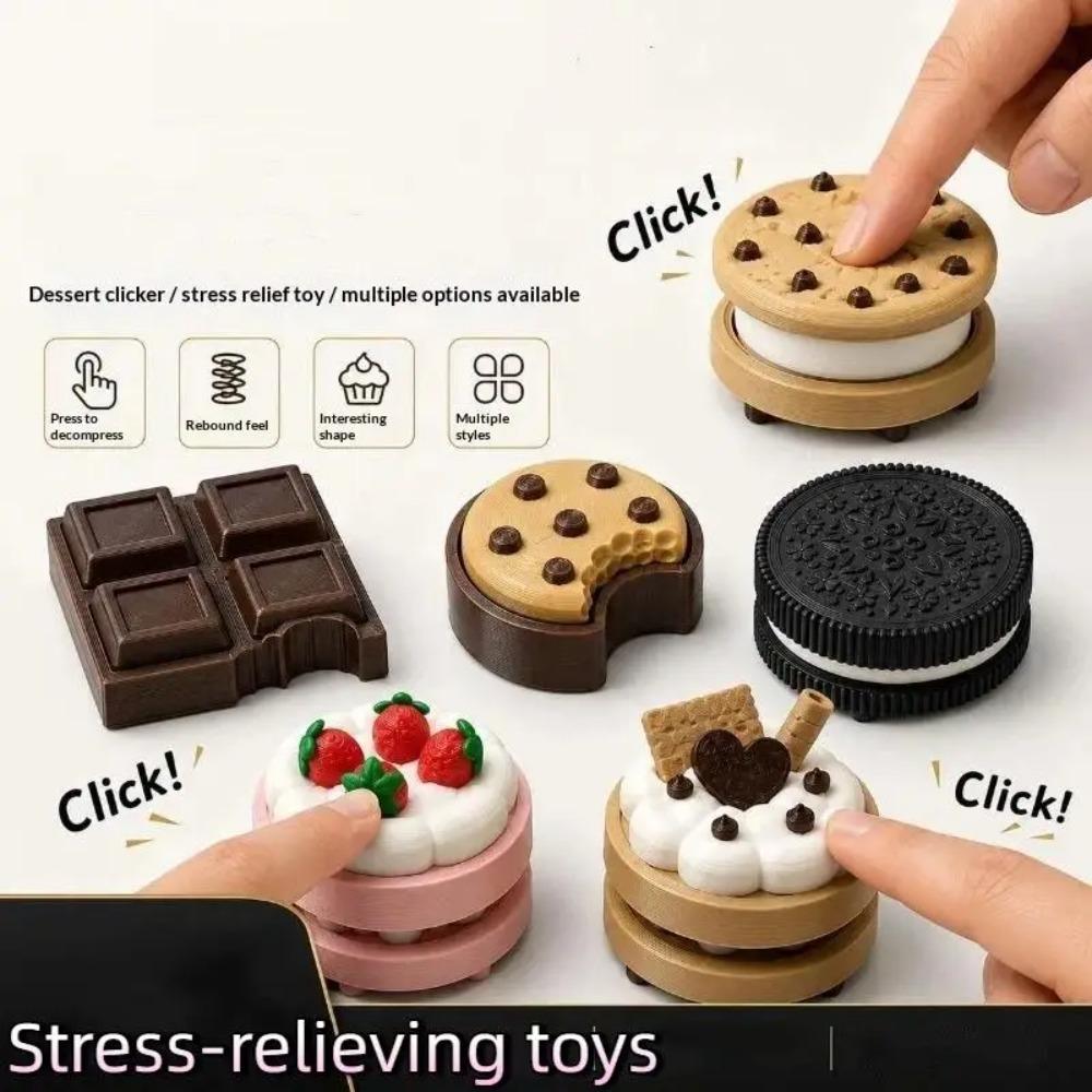 3D Printed Chocolate Keyboard Fidget Keychain Dessert Shaped Clicker Satisfying Click Sound Comfortable Rebound For Stress Relie