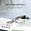 S925 Sterling Silver Star & Moon Couple Rings, Stylish Unisex Design, Perfect for Qixi Festival or Valentine's Day Gift