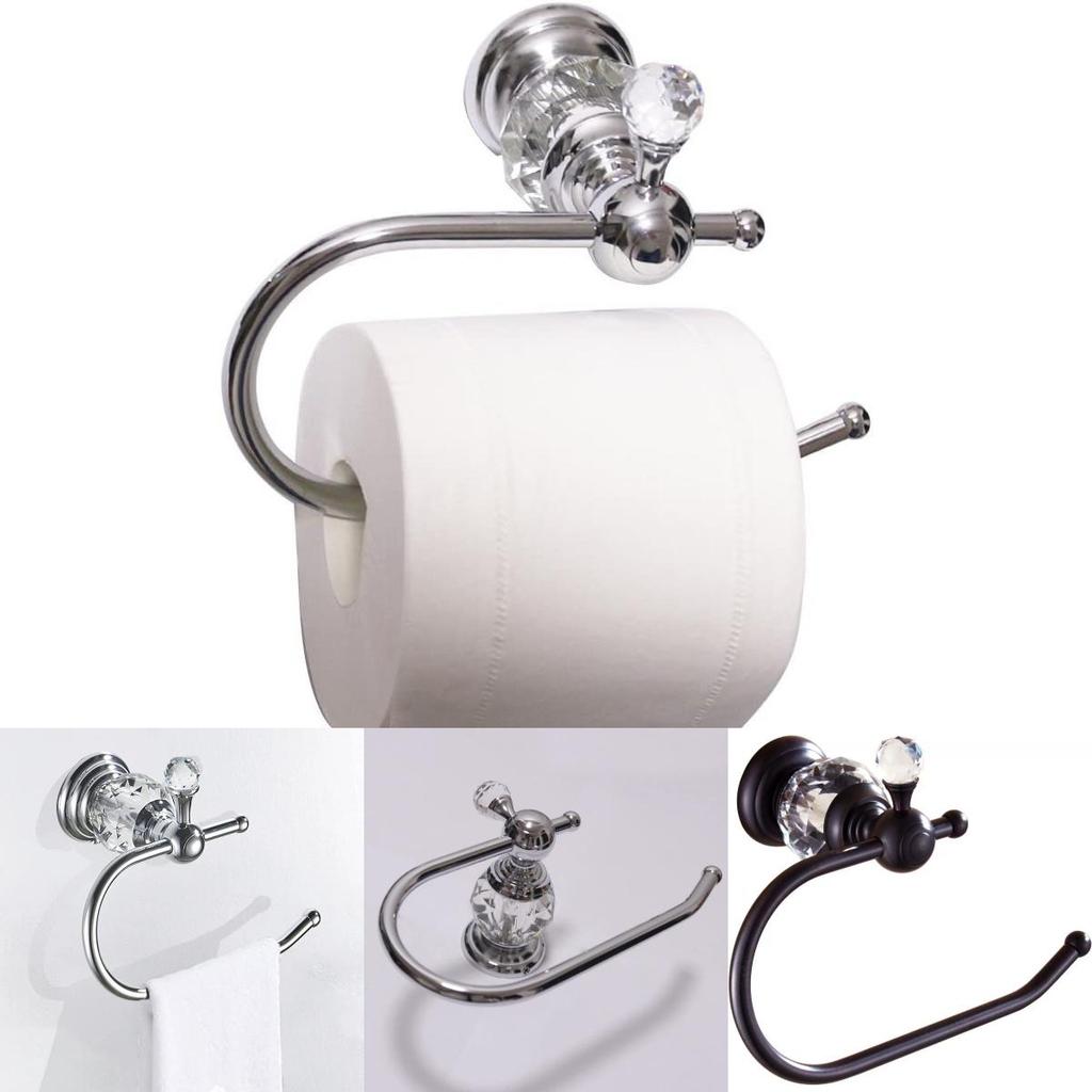 Premium Finish Paper Roll Holder With Crystal Embellishments For Wall Mount Use
